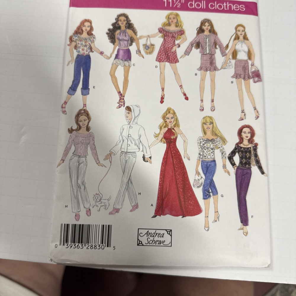 Barbie Clothing  Pattern 11 1/2" doll Simplicity 4702 Variety of Outfits Uncut